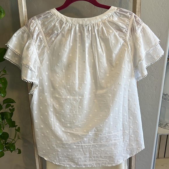 White Polka Dot Ann Taylor Blouse - Picture 2 of 2